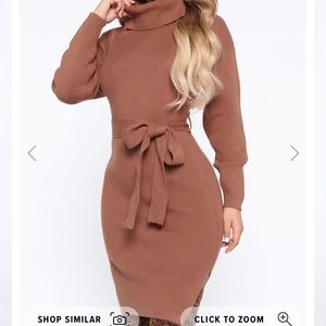 Out Of Town Midi Sweater Dress - Mocha